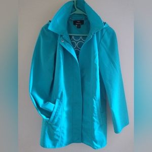 Dennis Basso zip-snap-front water Resistant women jacket with Detachable hood